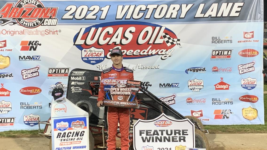 Emerson Axsom Claims First Career POWRi Midget Win