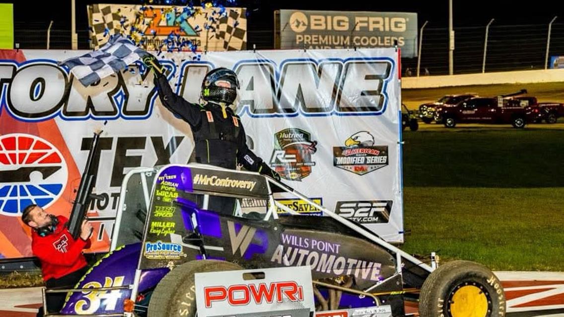 RJ Miller Wins with POWRi Elite Non-Wing Sprint Win at Texas Motor Speedway
