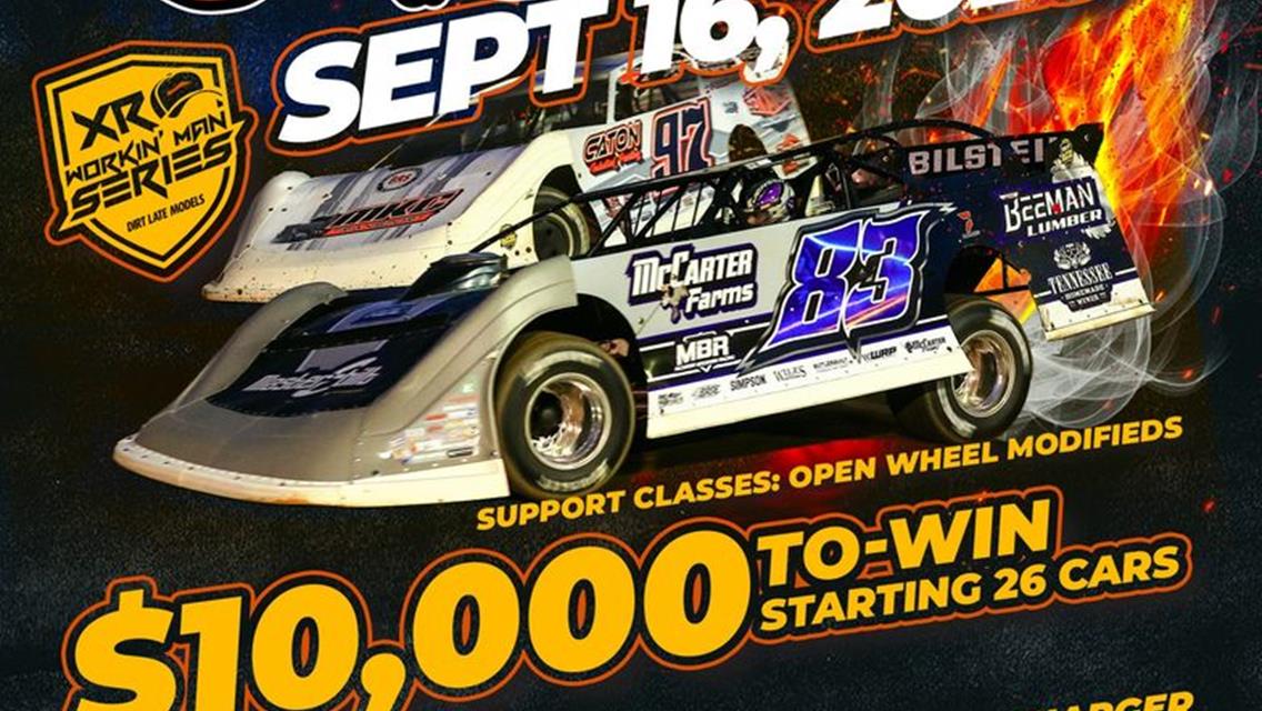 The XR Workin&#39; Man Late Model Series is back at Volunteer Speedway on September 16, 2023. Get Info: https://xrevents.link/xrw