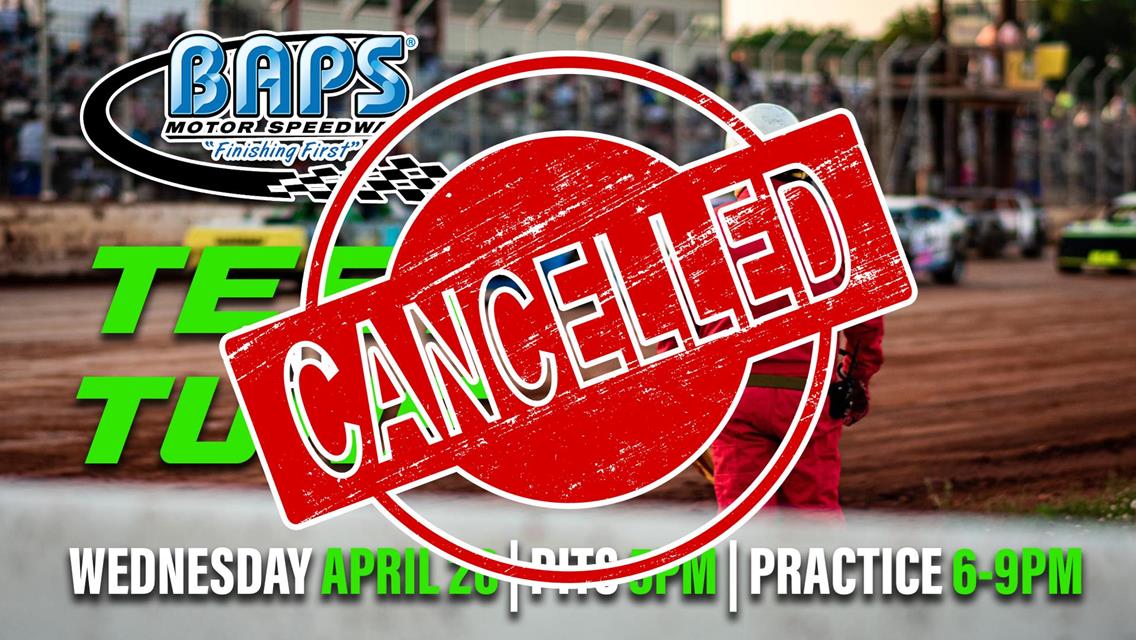 Wed. April 26 Test &amp; Tune Cancelled