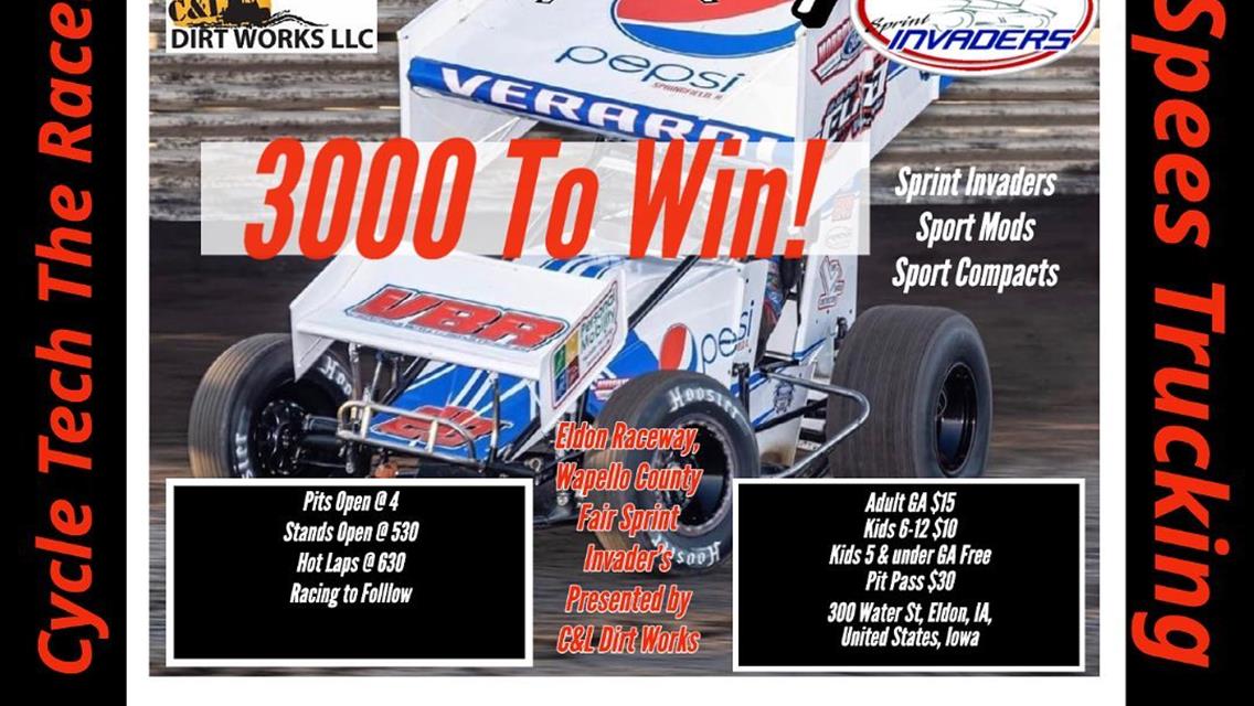Sprint Invaders Aim for $3,000 Top Prize in Eldon Thursday!