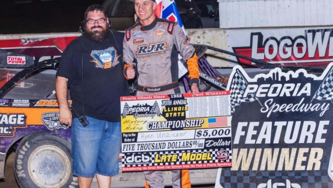 Ryan Unzicker claimed the $5,000 Illinois State Championship at Peoria Speedway on Saturday, September 27.