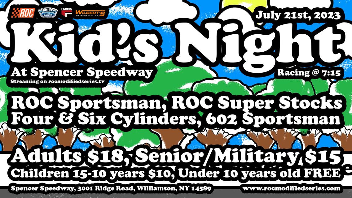 $2,500-TO-WIN ON “KIDS NIGHT” AT SPENCER SPEEDWAY ON FRIDAY, JULY 21 FOR RACE OF CHAMPIONS SPORTSMAN MODIFIED TWIN 30’S
