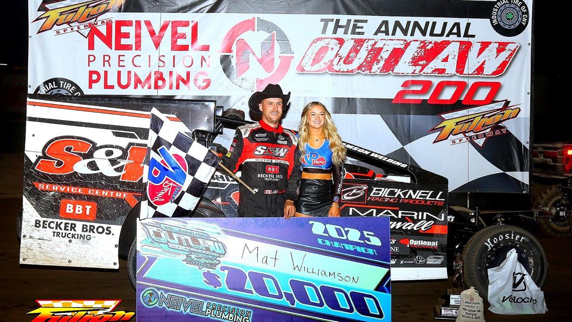 WILLIAMSON SHOWS THE WAY IN OUTLAW 200 AT FULTON SPEEDWAY
