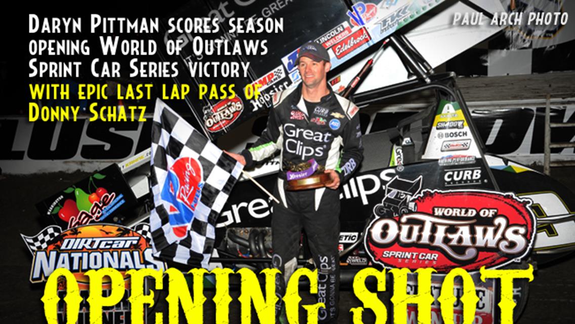 With Epic Pass, Pittman Wins World of Outlaws Sprint Car Series Season Opener