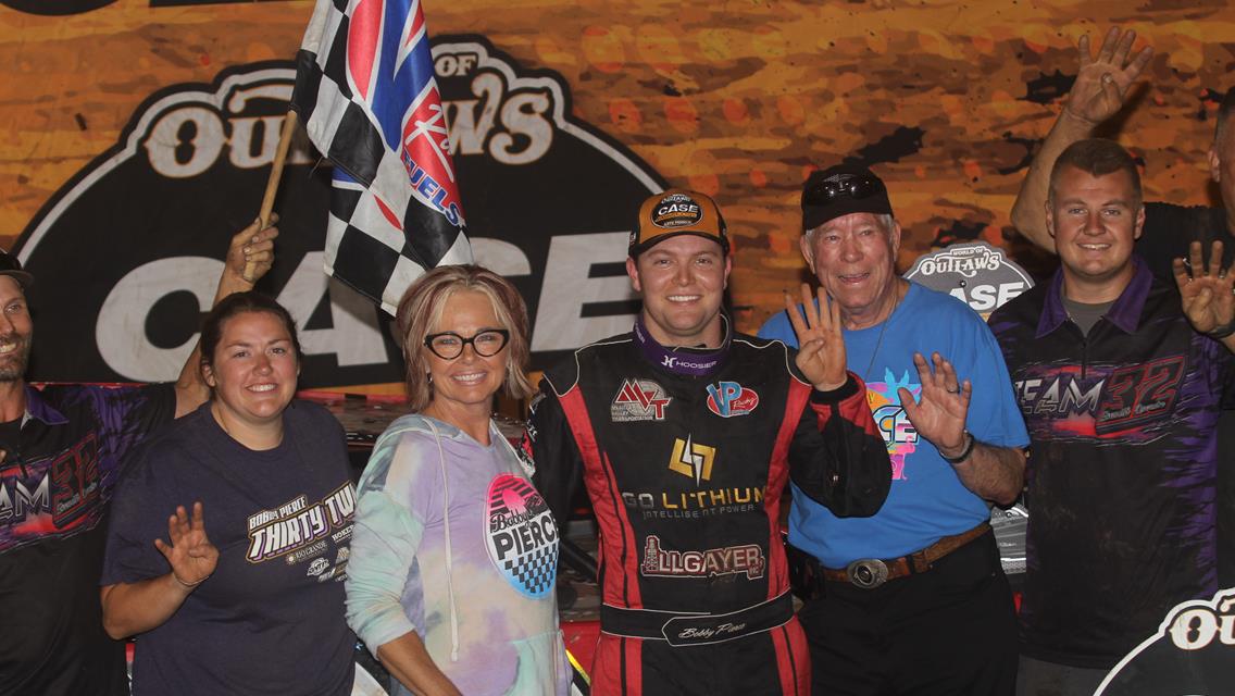 BOBBY PIERCE SWEEPS THE WORLD OF OUTLAWS LATE MODEL WEEKEND AT SHARON FOR $25,000; CHAS WOLBERT RETURNS TO GLORY IN RUSH MODS