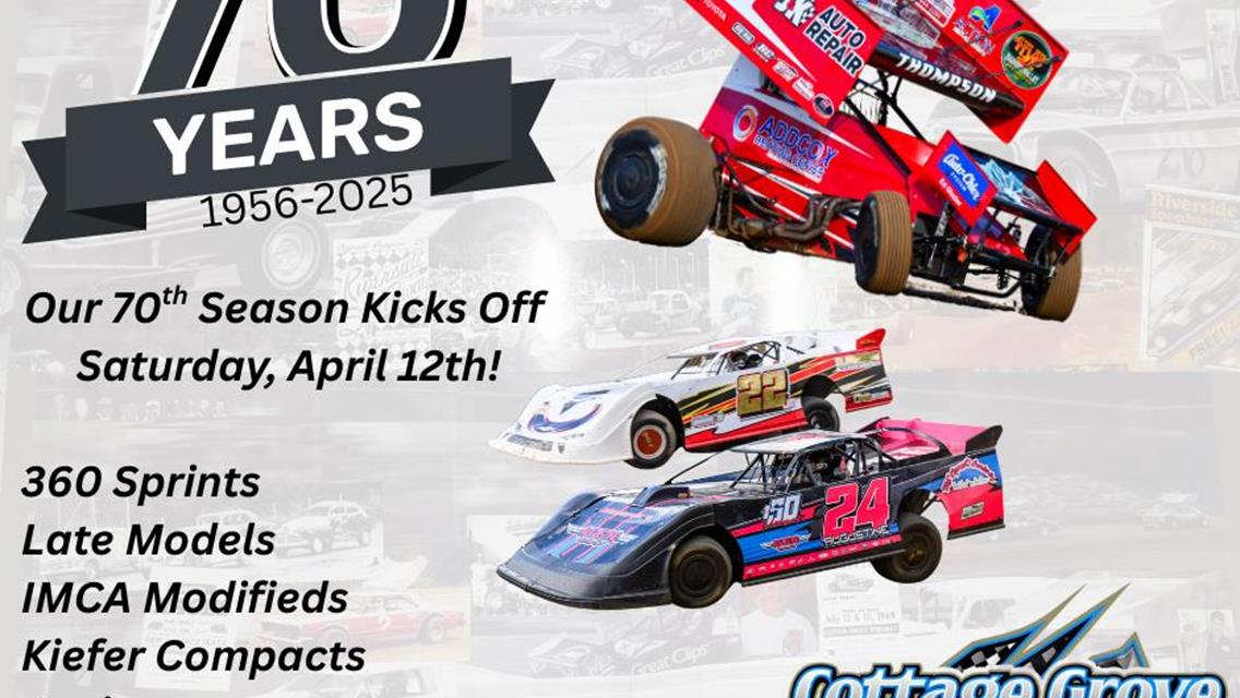 70 YEARS OF RACING AT COTTAGE GROVE SPEEDWAY SET TO START ON SATURDAY!!