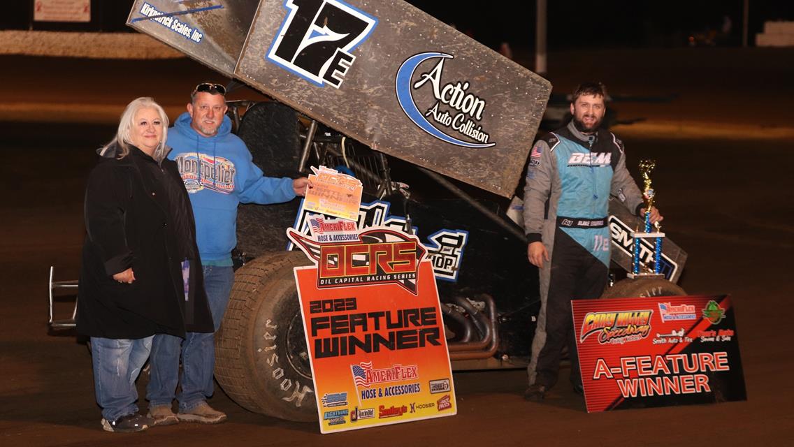 Edwards finds winners circle at Caney, Kent, Wood tied for points lead