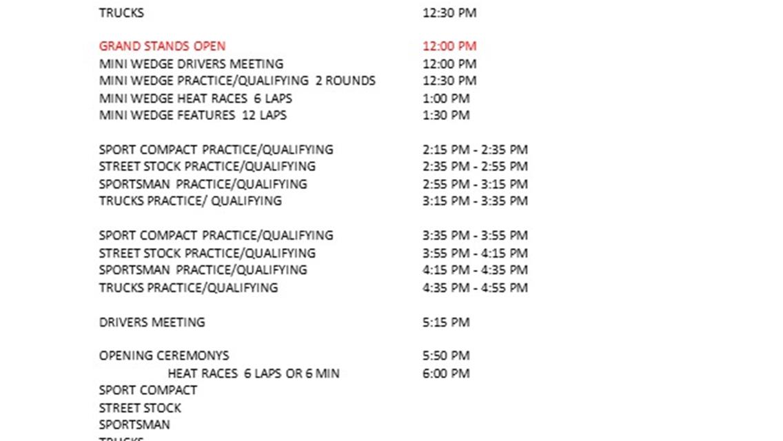 June 14th Race Day Itinerary