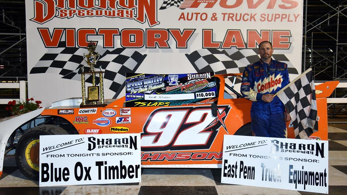 Brent Johnson holds off Chris Schneider in a near photo finish to win $10,000 &quot;Steel Valley Pro Stock Nationals&quot; for his 1st career victory at Sharon