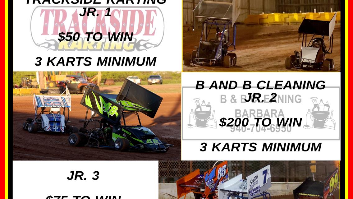 B and B Cleaning add more money to the Jr. 2 at Texoma Speedway on August 5