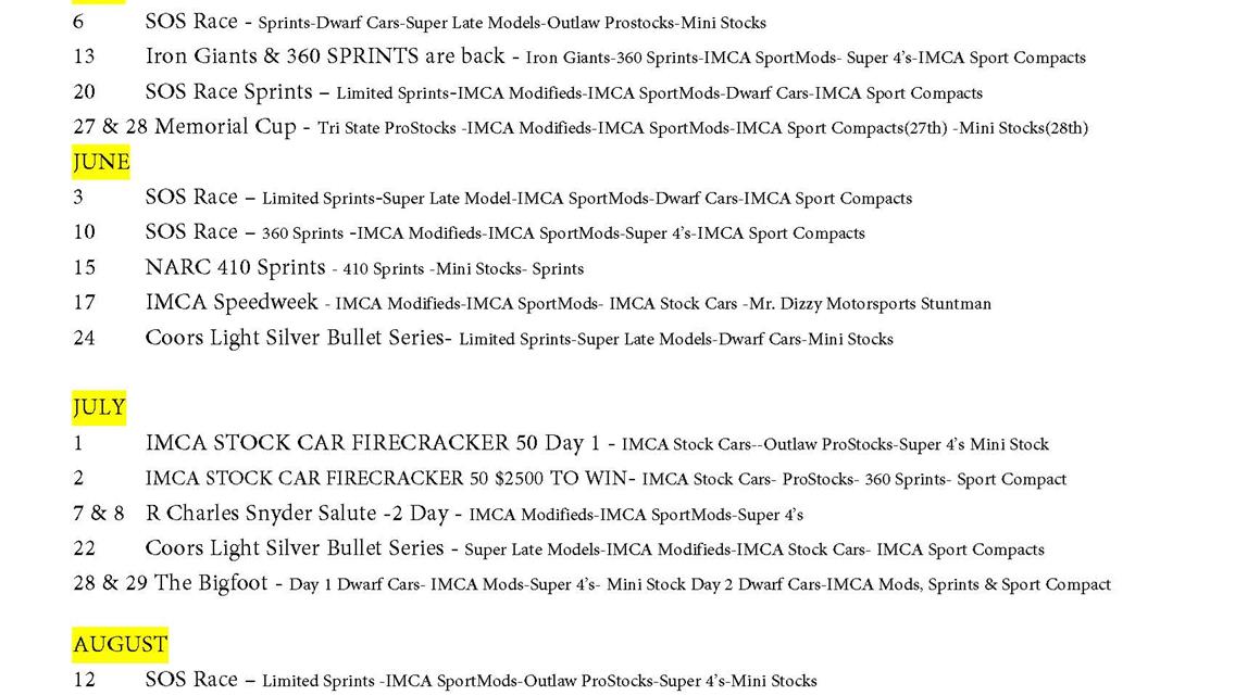 2023 Tentative SCHEDULE Posted