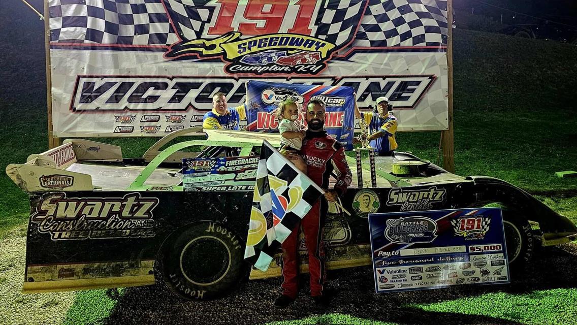 Derek Fisher captured his fourth victory of the season at 191 Speedway, bringing his overall total to five.