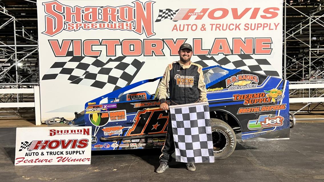 KING ENDS 2-YR WINLESS DROUGHT IN BIG-BLOCK MODS; LONGWELL TOPS 36-CAR ECONOMOD TOUR; #5 FOR WOLBERT (RUSH MODS); CAREER 1ST WINS FOR HARVEY &amp; MOON