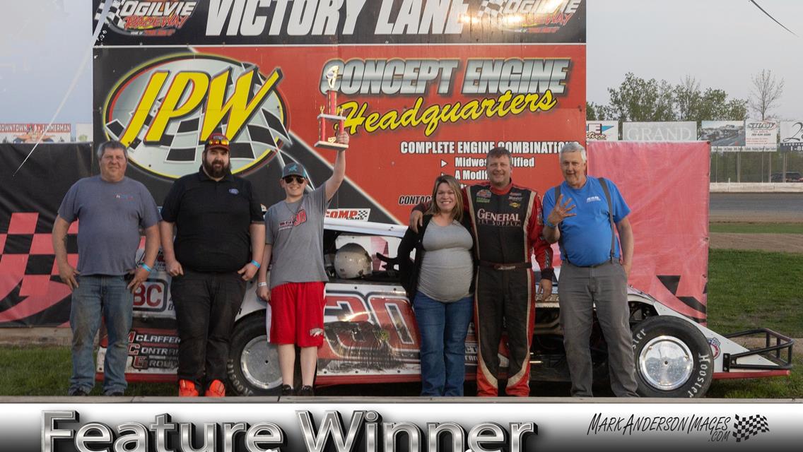 Joey Jensen and Ryan Kostreba each get their 2nd Ogilvie Raceway Feature Wins during Saturday&#39;s Mother&#39;s Day Big O Race Event.