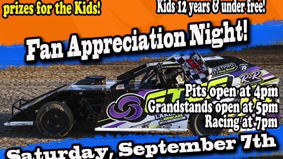 Fan Appreciation &amp; Kids Night this Saturday, September 7tth!