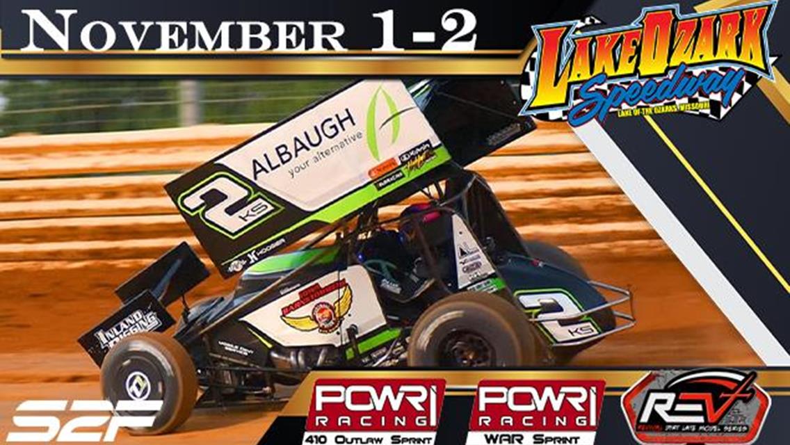 POWRi 410 Outlaw Sprint League November 1-2 Championship Weekend at Lake Ozark Speedway