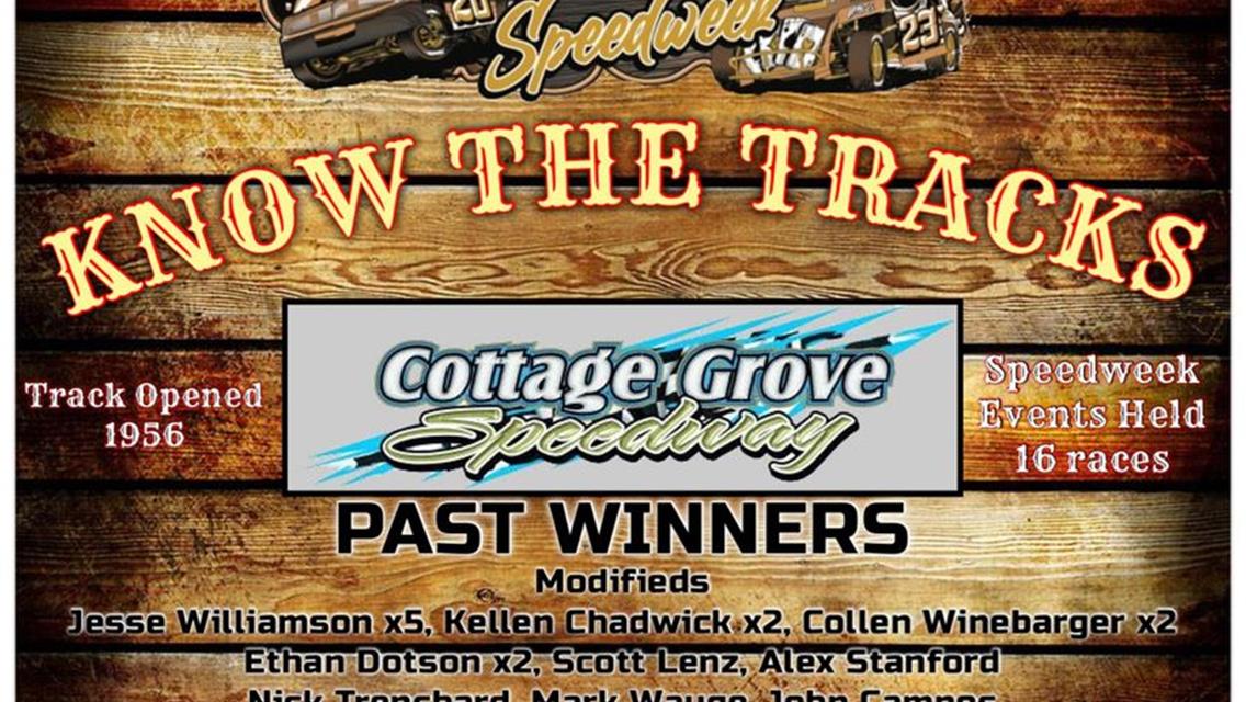 SPEEDWEEK COMES TO COTTAGE GROVE SPEEDWAY WEDNESDAY, JUNE 21ST!!