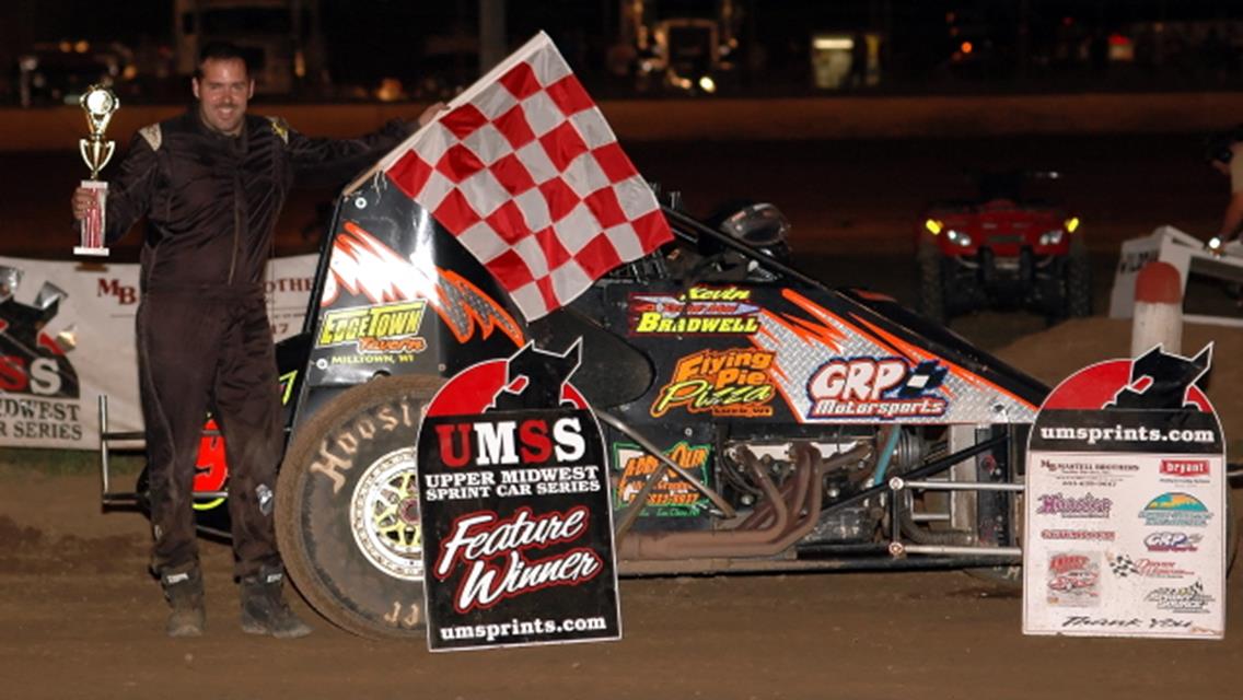 Kevin &quot;Rocketman&quot; Bradwell in Victory Lane following his TSCS feature win Auugst 26 at SCVR.