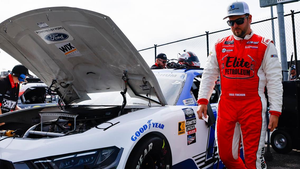 Chad Finchum ready for action with the Ted Russell Ford No. 14 SS GreenLight Racing / Ford Mustang at Darlington (S.C.) Raceway on August 31.