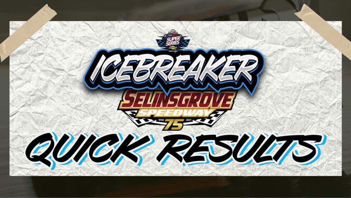 ICEBREAKER™ RESULTS SUMMARY  SELINSGROVE SPEEDWAY MARCH 20, 2021