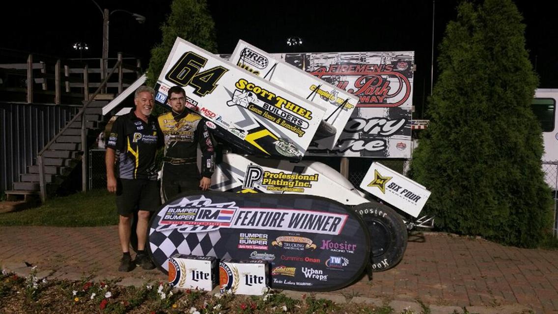 THIEL SWEEPS WEEKEND, CLAIMS VICTORY AT ANGELL PARK SPEEDWAY IN BUMPER TO BUMPER IRA SPRINT ACTION!