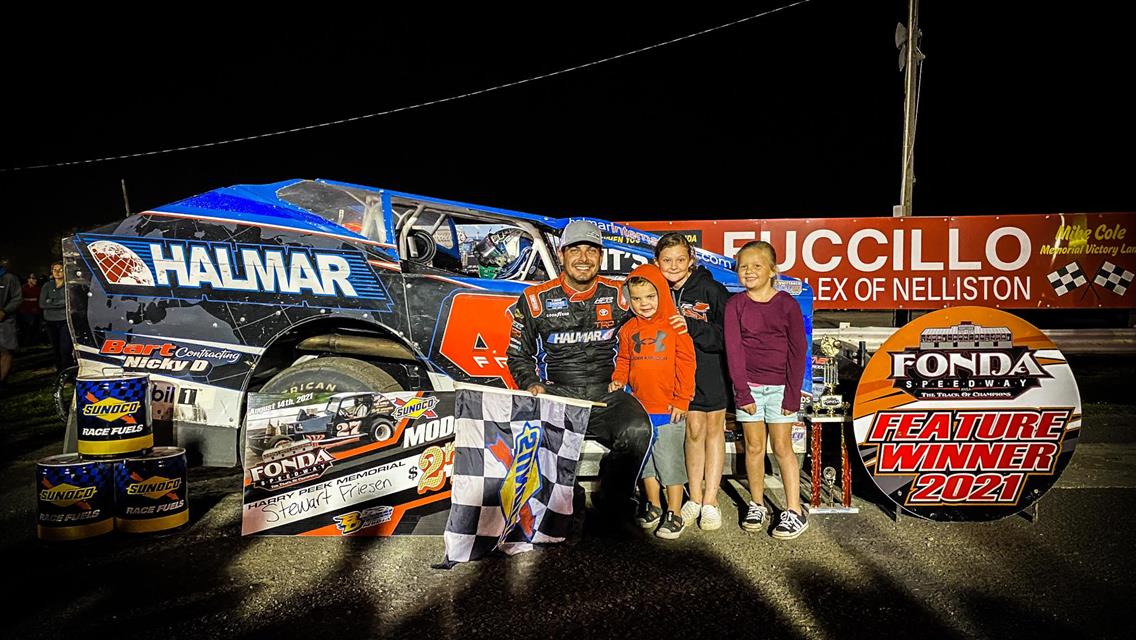FRIESEN WINS AGAIN AT FONDA â€“ WARNER AND JOHNSON FIRST EVER CO-CHAMPIONS IN THE MODIFIED DIVISION