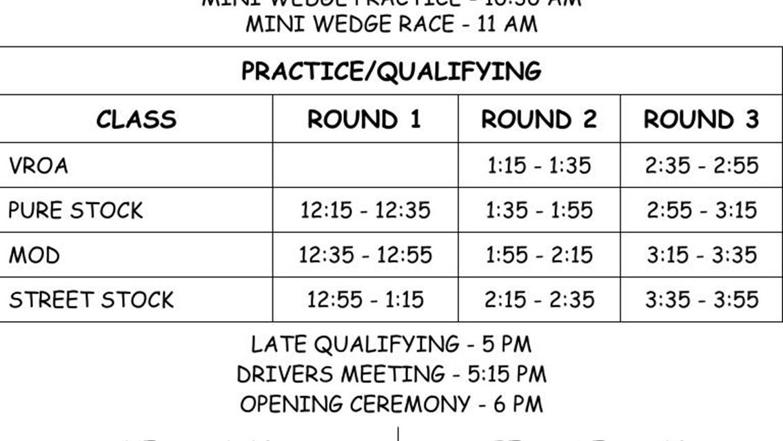 Race Day Itinerary for June 29th