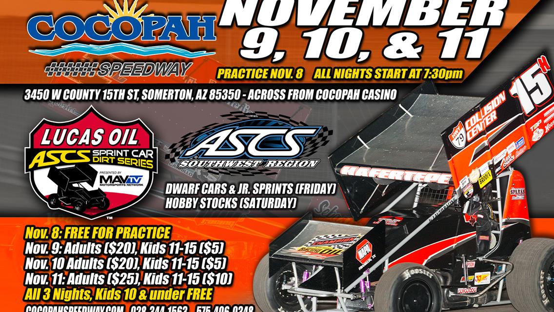 Ticket Info, Format, and Purse For Cocopah Speedway on November 9-11