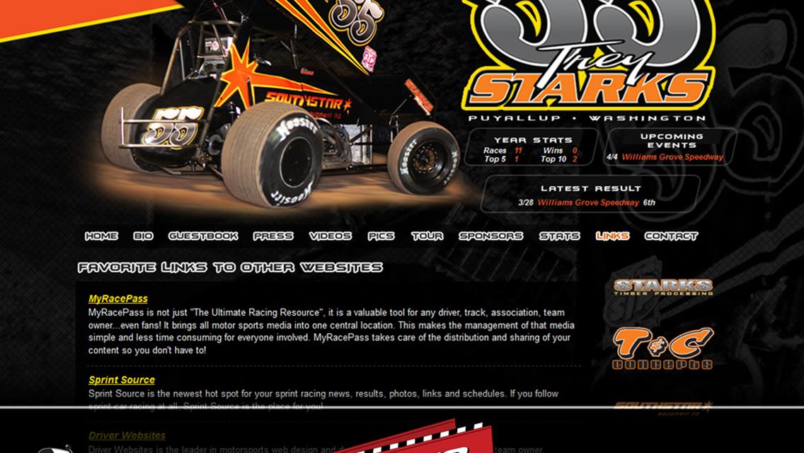 Driver Websites Makes Website for Sprint Car Pilot Trey Starks