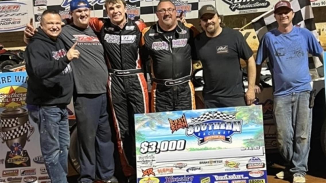 Billy Franklin and Joseph Joiner visit SAS victory lane at Southern