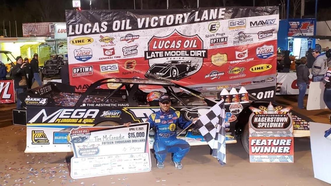 McCreadie Makes last lap pass for victory at Hagerstown