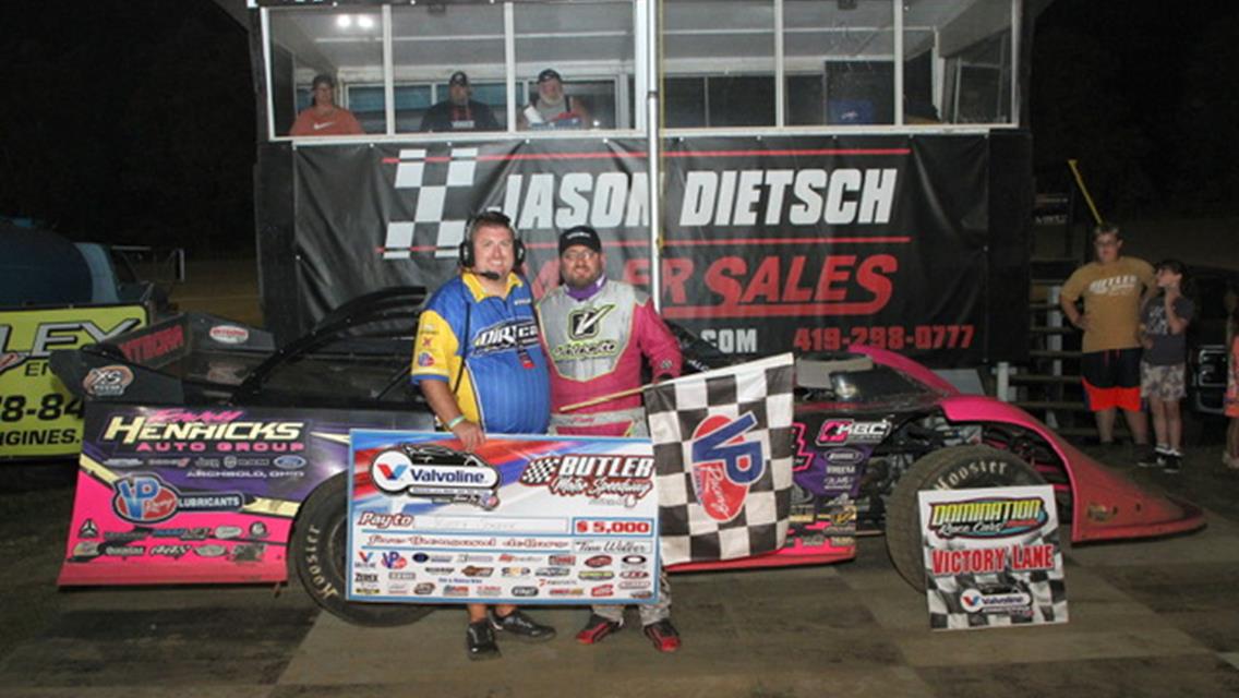 Rusty Schlenk was victorious at Butler Motor Speedway on Saturday, August 24. (Andy Barrand / Photo Finish Racing Photography)