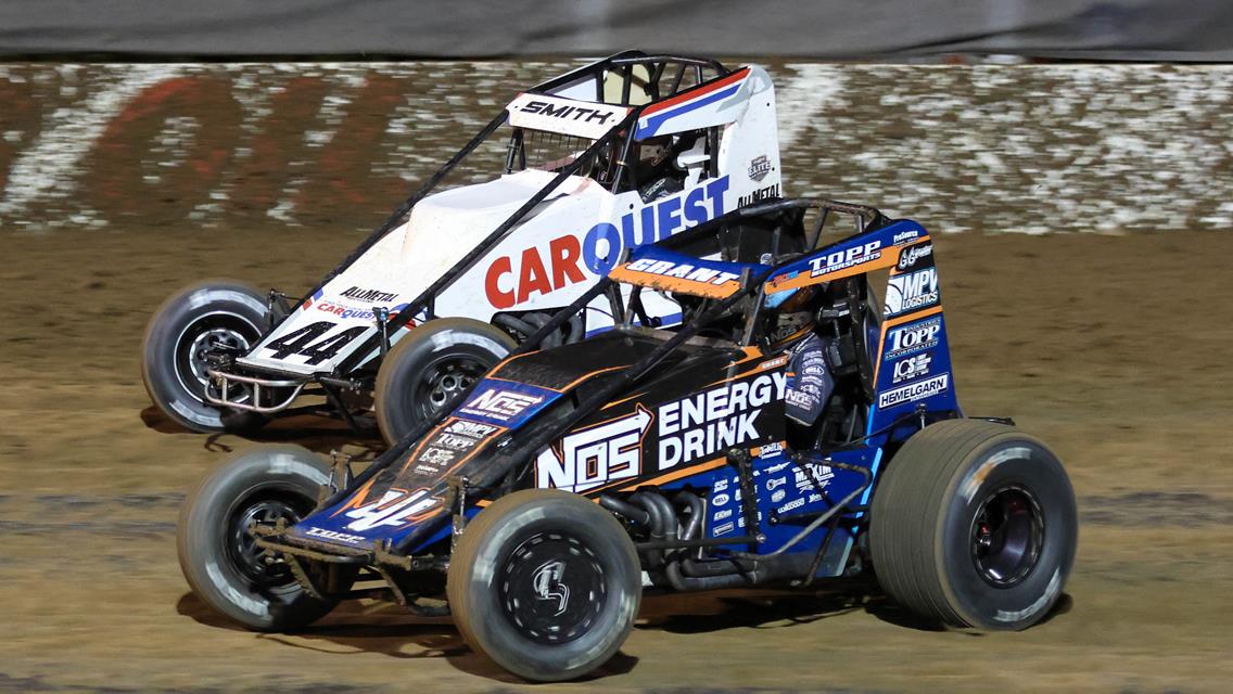 Grant scores record-breaking win at USAC Sprint Rod End Supply Dirt Duel