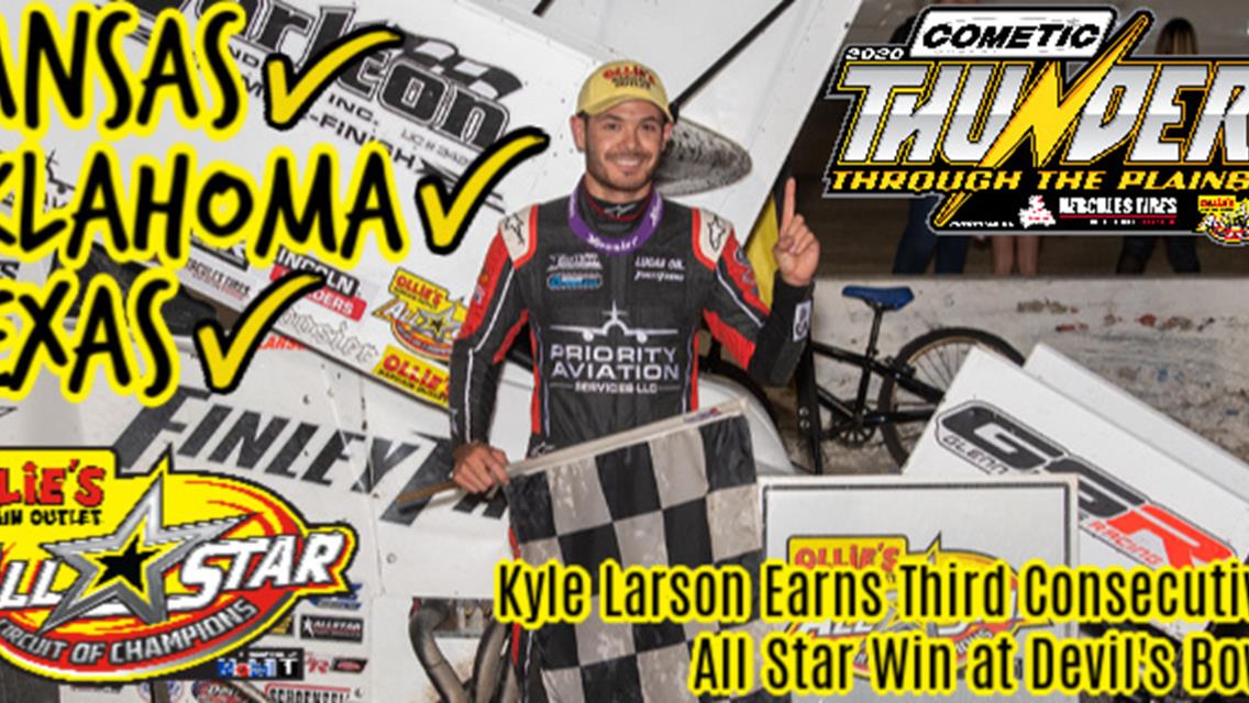 Kyle Larson earns third consecutive All Star victory during Wednesday visit to Devil’s Bowl Speedway