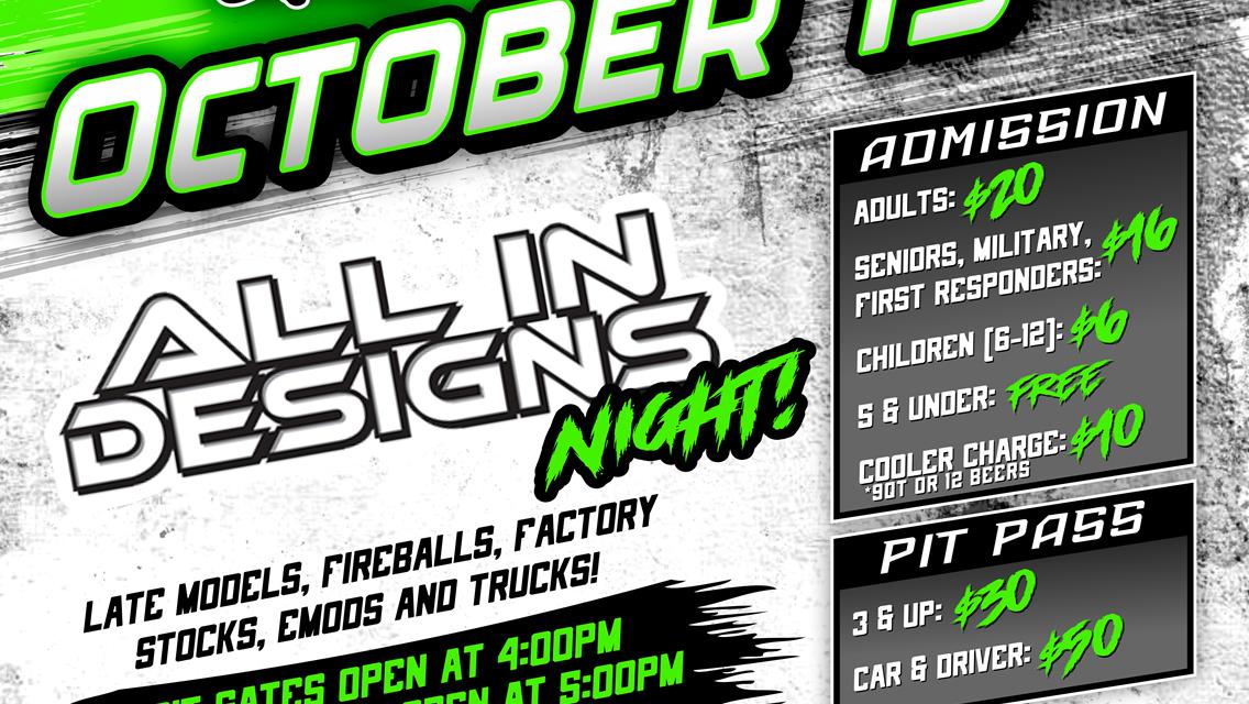 Next race... October 19th presented by All In Designs