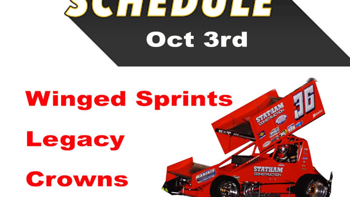 Schedule Set for Friday Sprints, Legacy and Crowns