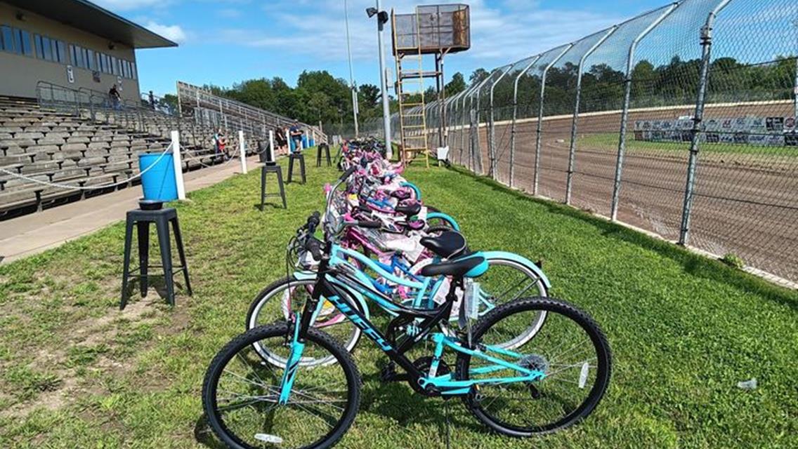 Approximately 70 Bikes Lined the Front Stretch on Saturday Night as Kids Felt the Excitement of A Chance to Win a New Bike