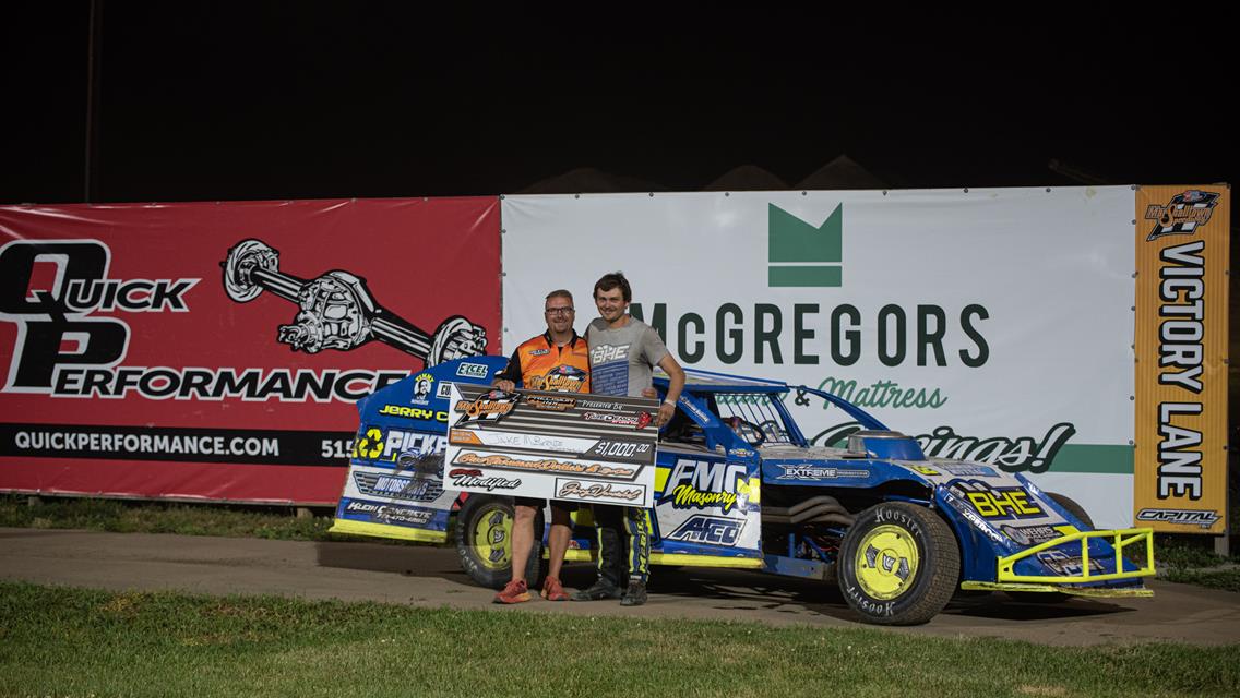Gustin, Dhondt, and May go back-to-back on Midwest Liquid Systems Night at the Marshalltown Speedway