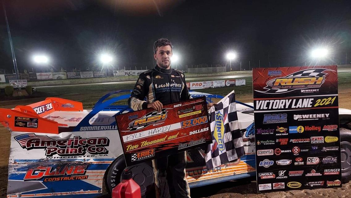 KYLE HARDY RETURNS TO PROMINENCE WINNING PACE RUSH LATE MODELS SUNDAY AT ERIEZ OVER THE 38-CAR FIELD FOR 4TH FLYNN&#39;S TIRE/BORN2RUN LUBRICANTS TOUR VIC