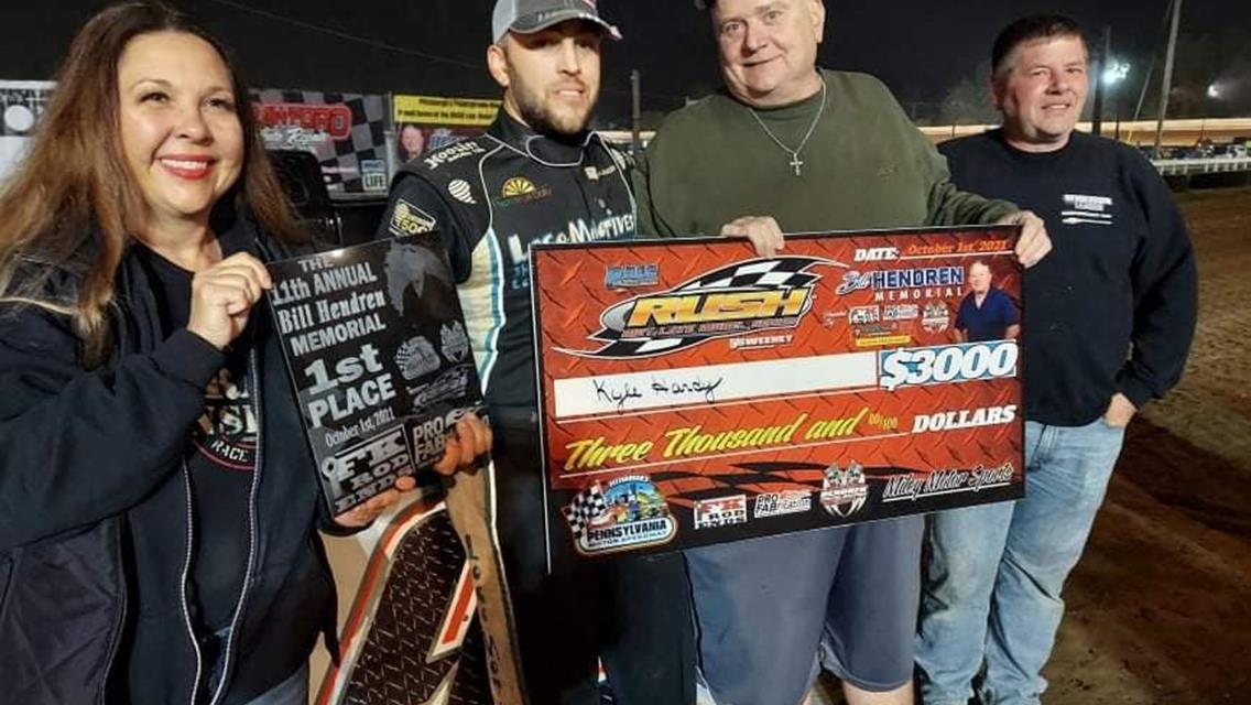 KYLE HARDY OUTDUELS TRACK CHAMP DARYL CHARLIER FOR 1ST PITTSBRUGH WIN WORTH $3000 IN NIGHT 1 OF THE “BILL HENDREN MEMORIAL” FOR FLYNN’S TIRE/BORN2RUN