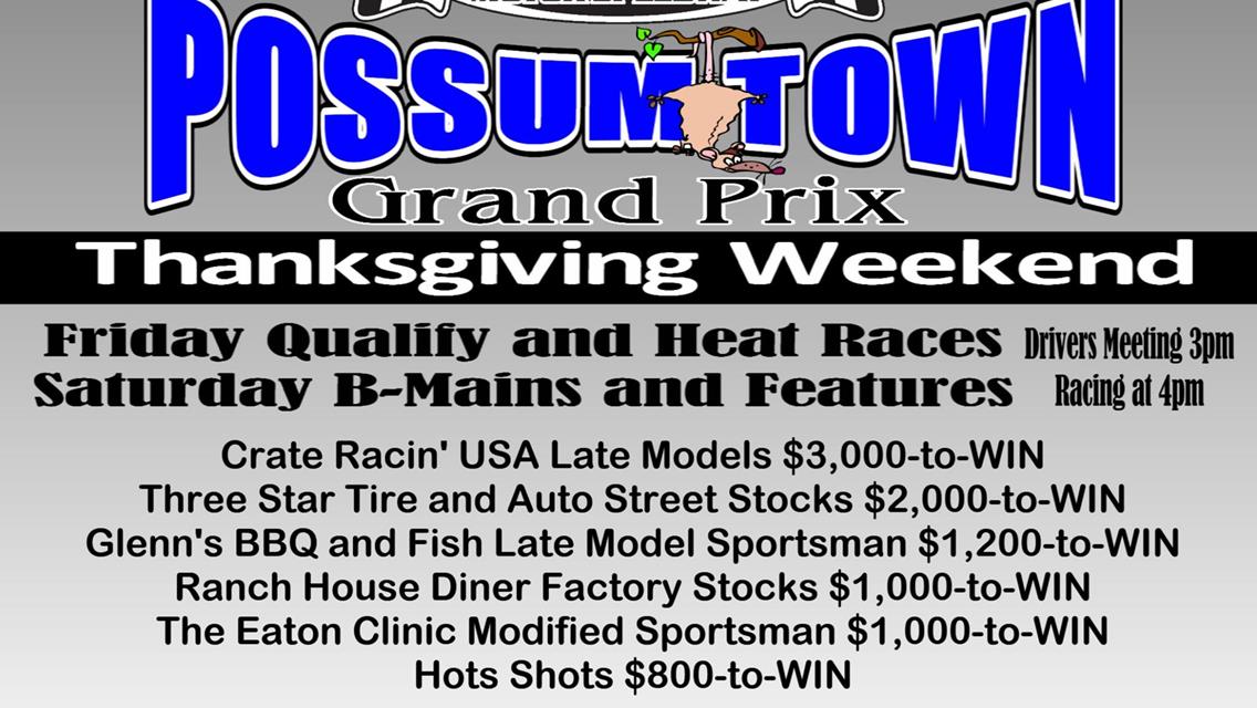 The Possum Town Grand Prix at The MAG Set for Thanksgiving Weekend