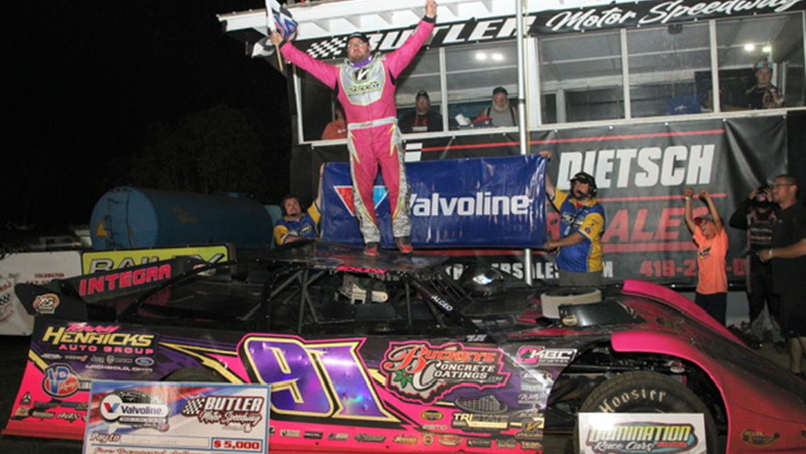 Rusty Schlenk was victorious at Butler Motor Speedway on Saturday, August 24. (Andy Barrand / Photo Finish Racing Photography)