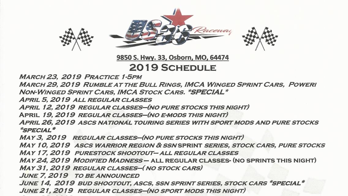 2019 Schedule Set for US 36 Raceway