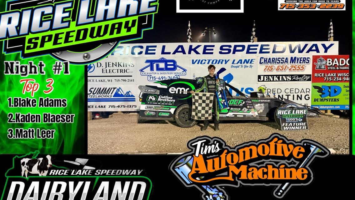 Blake Adams grabs victory at Rice Lake Speedway over Labor Day weekend