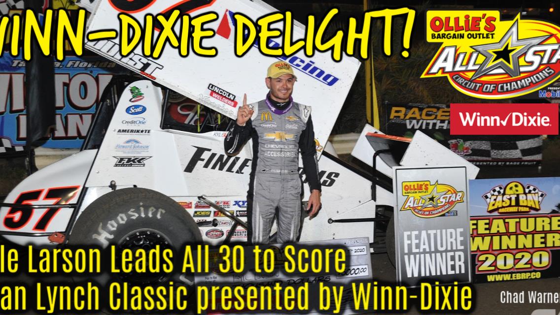 Kyle Larson goes wire-to-wire to score Jean Lynch Classic presented by Winn-Dixie main event victory at East Bay Raceway Park