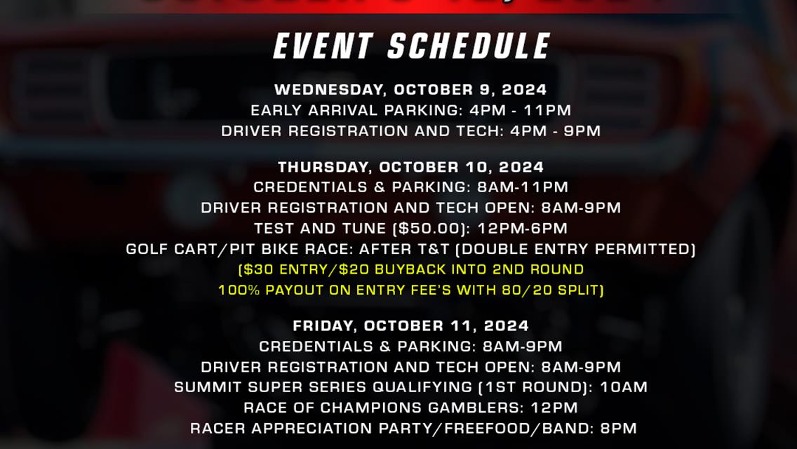 IHRA Summit SuperSeries World Finals Week is Here