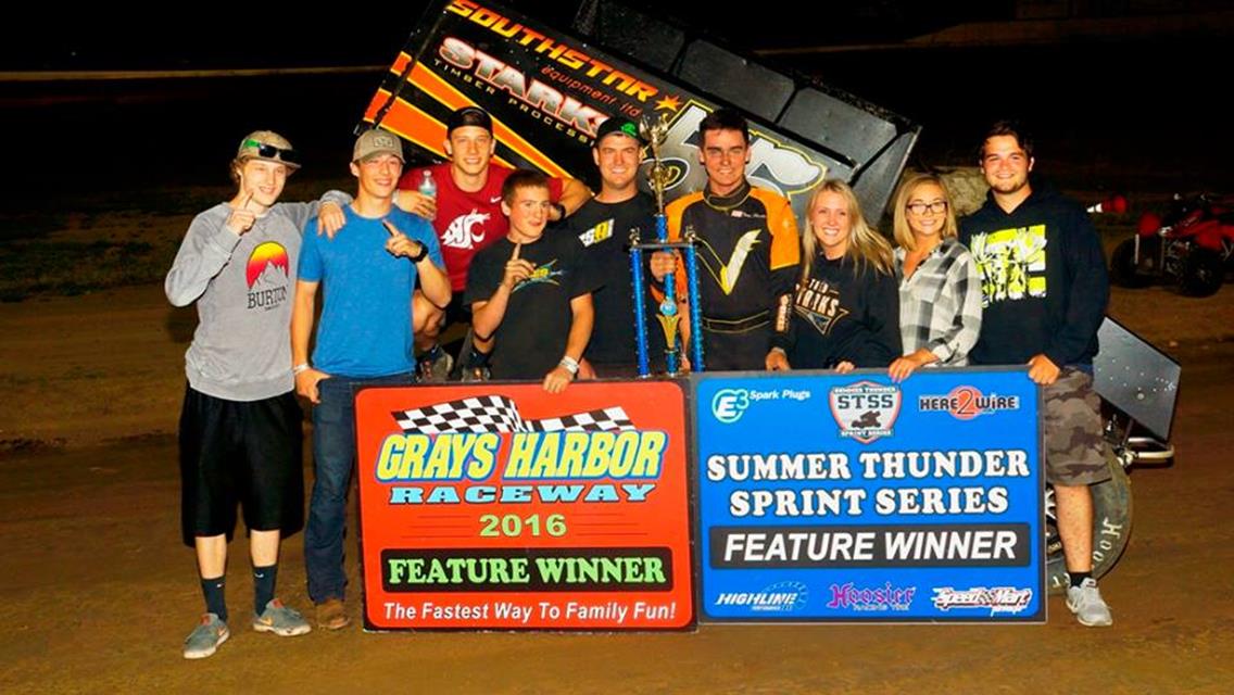 Starks Uses Last-Lap Slide Job to Score Summer Thunder Sprint Series Win at Grays Harbor