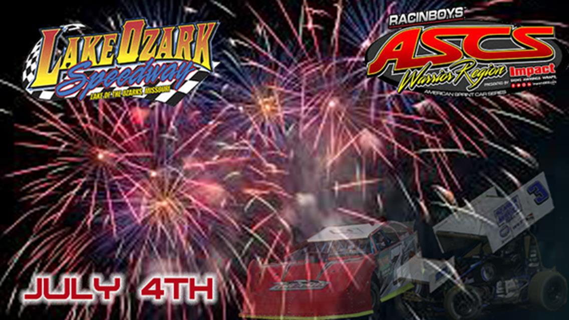 Huge Fireworks at Lake Ozark Speedway in sky and on track Saturday, July 4th!