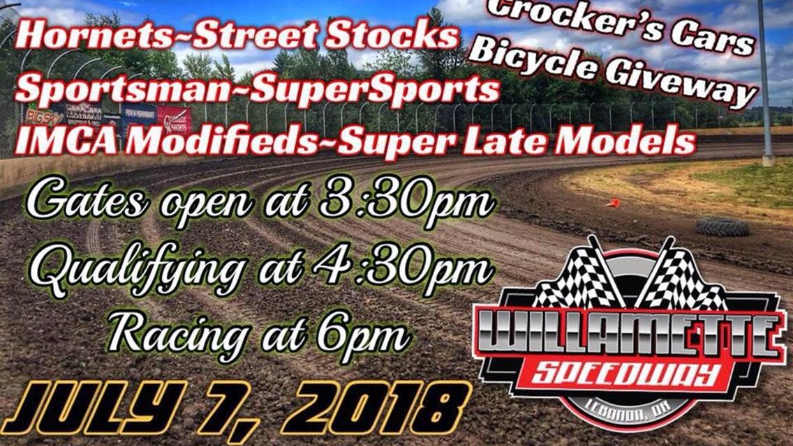$5.00 Fast Friday Next At Willamette Speedway; Saturday, V-Foundation Mid-Season Championship Sponsored By Corona Plus Crocker’s Cars Bicycle Giveaway